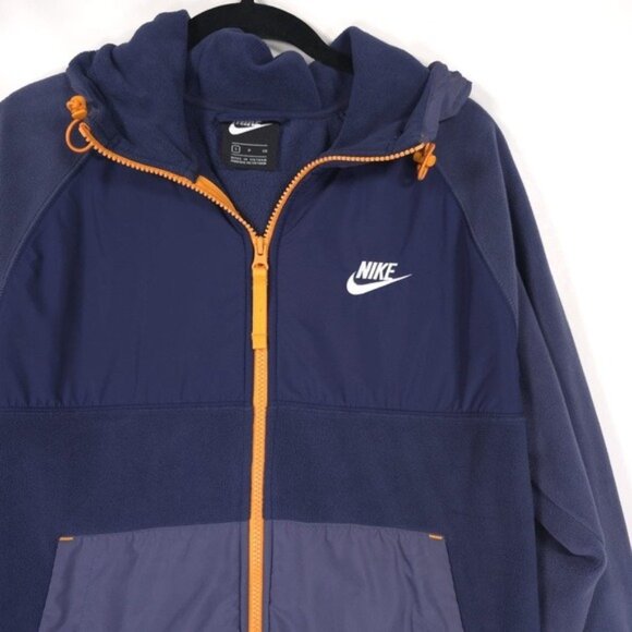 NIKE Polar Fleece Tracksuit Jacket BV3592-410 Blue Orange Zipper‎ Contrast SMALL - Picture 7 of 11